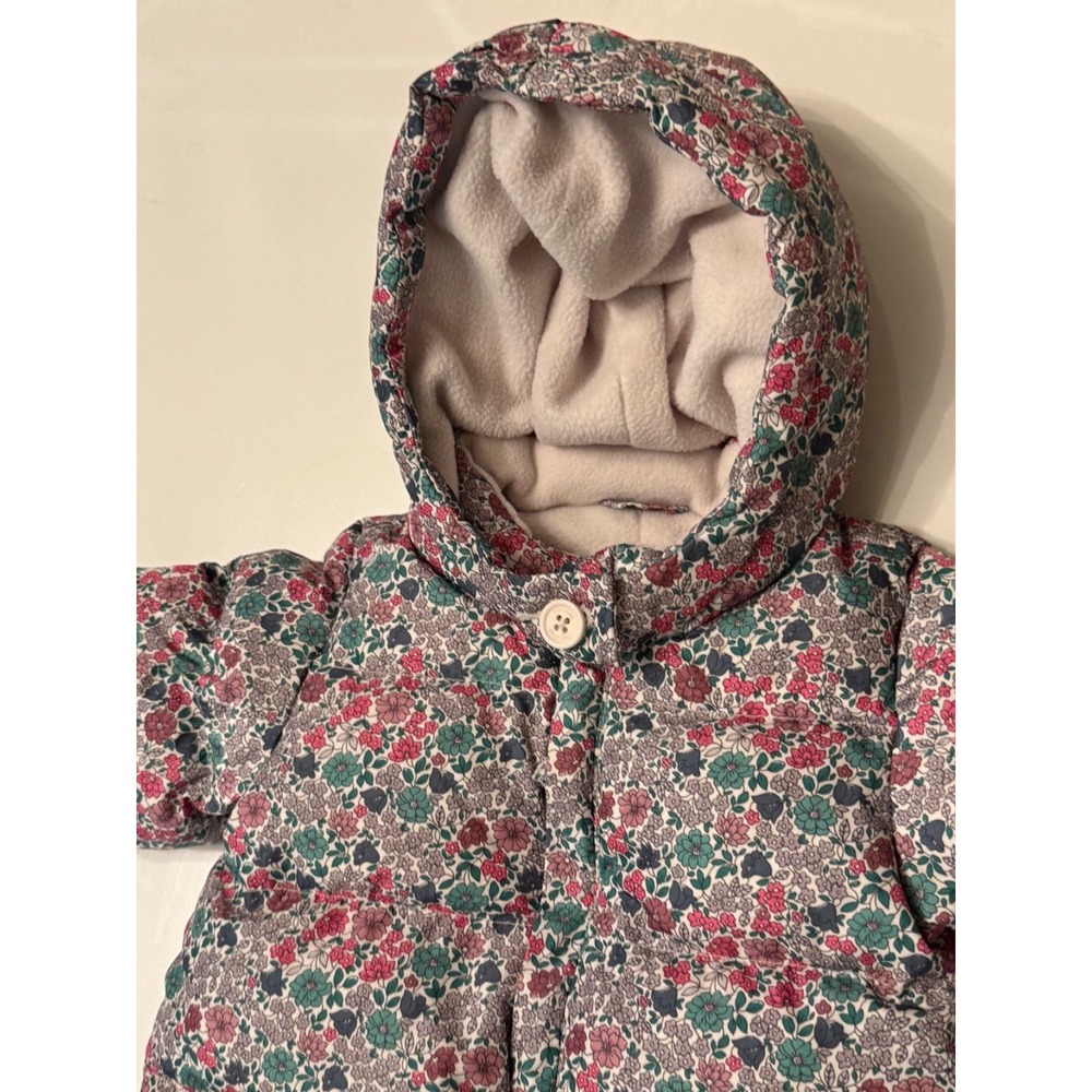 Baby Gap size 6-12 Months Down Filled Snow Suit Bunting Floral Fleece Lined - Picture 2 of 8